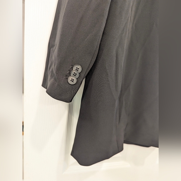 H&M Double-breasted oversized Long straight relaxed fit black Blazer jacket sz S - Picture 8 of 9